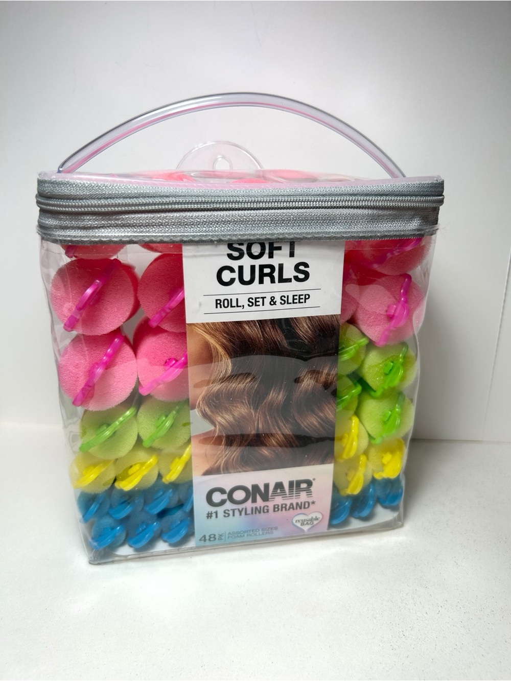 Conair Soft Curls Foam Roller Set in Pink, Green, Yellow & Blue, 48-pack, NEW
